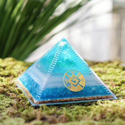 Olivenorma "Atlantis" Aquamarine Orgone Pyramid