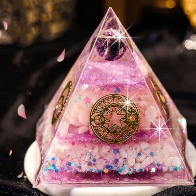 Olivenorma "Luck in Love" Amethyst Rose Quartz Orgone Pyramid