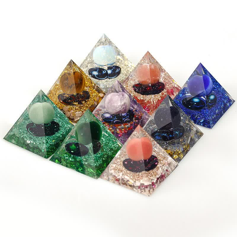 Olivenorma 6cm Natural Stone Constellation Orgone Pyramid