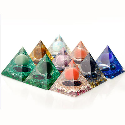 Olivenorma 6cm Natural Stone Constellation Orgone Pyramid