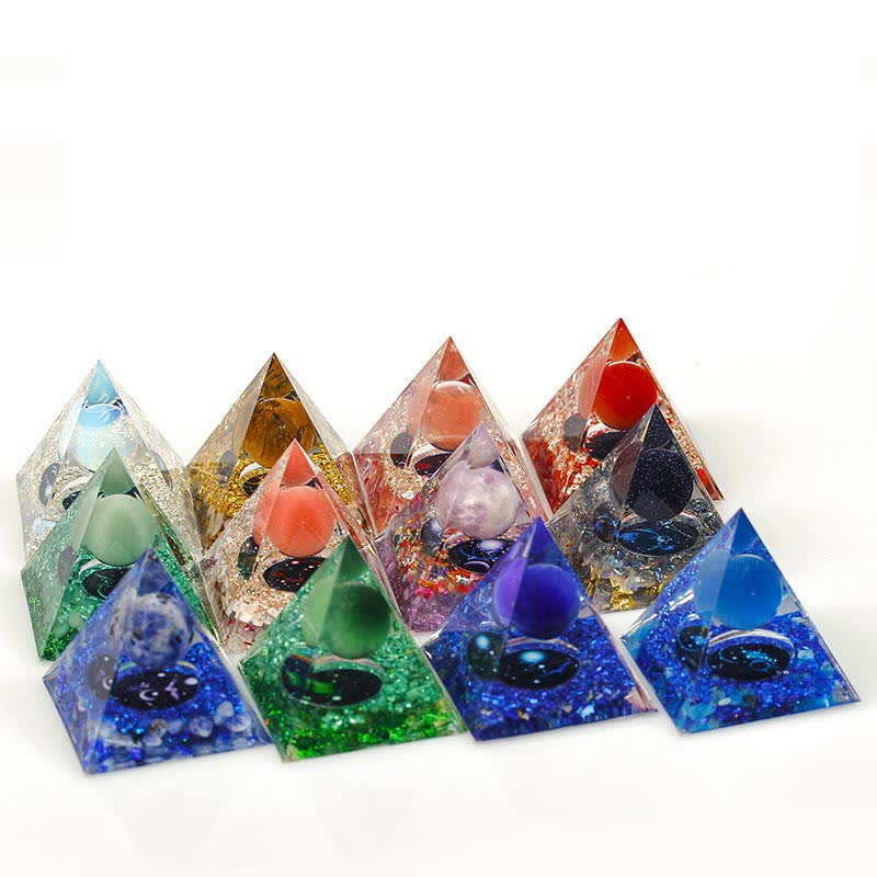 Olivenorma 6cm Natural Stone Constellation Orgone Pyramid