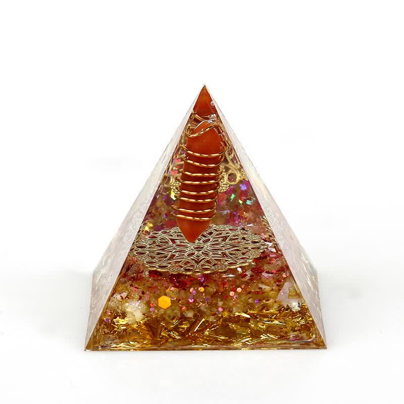 Olivenorma 6cm Natural Crystal Hexagonal Prism Orgone Pyramid