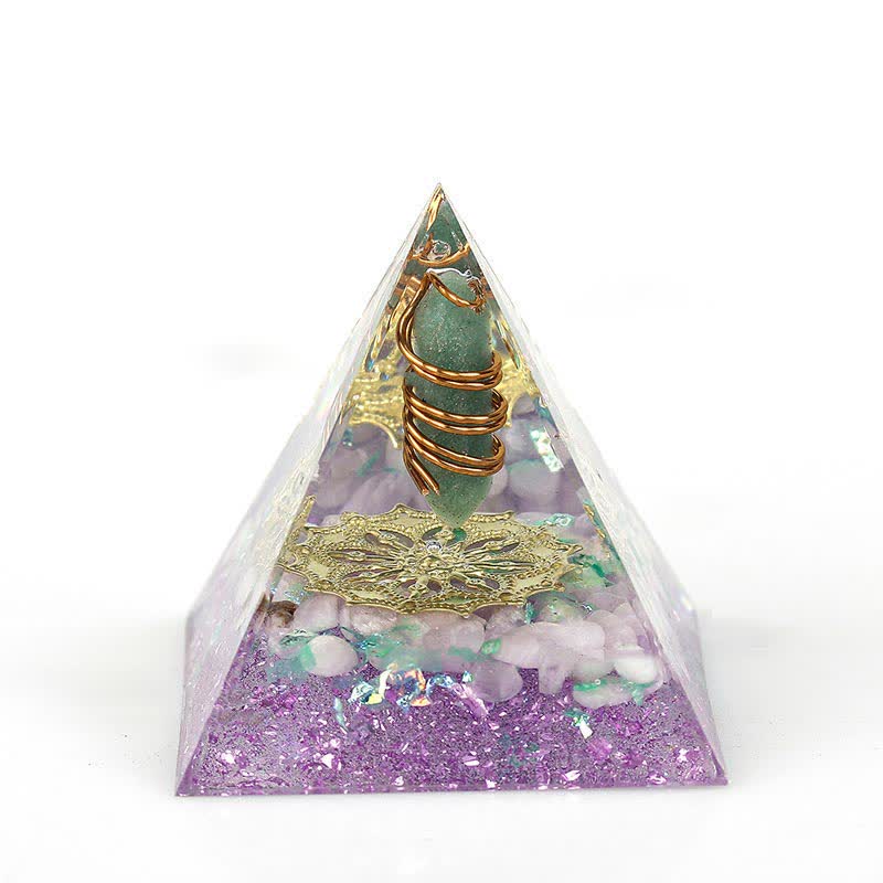 Olivenorma 6cm Natural Crystal Hexagonal Prism Orgone Pyramid