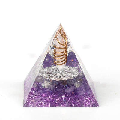 Olivenorma 6cm Natural Crystal Hexagonal Prism Orgone Pyramid