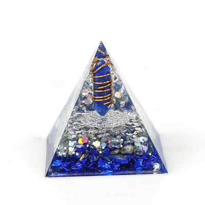 Olivenorma 6cm Natural Crystal Hexagonal Prism Orgone Pyramid