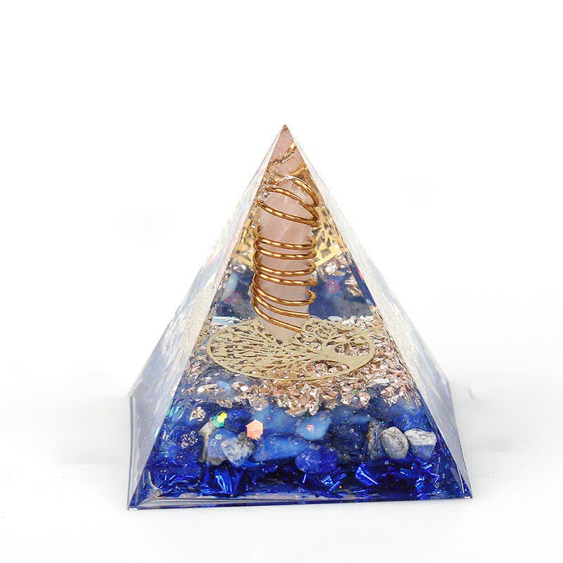 Olivenorma 6cm Natural Crystal Hexagonal Prism Orgone Pyramid