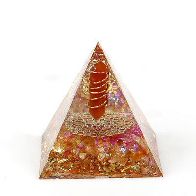 Olivenorma 6cm Natural Crystal Hexagonal Prism Orgone Pyramid