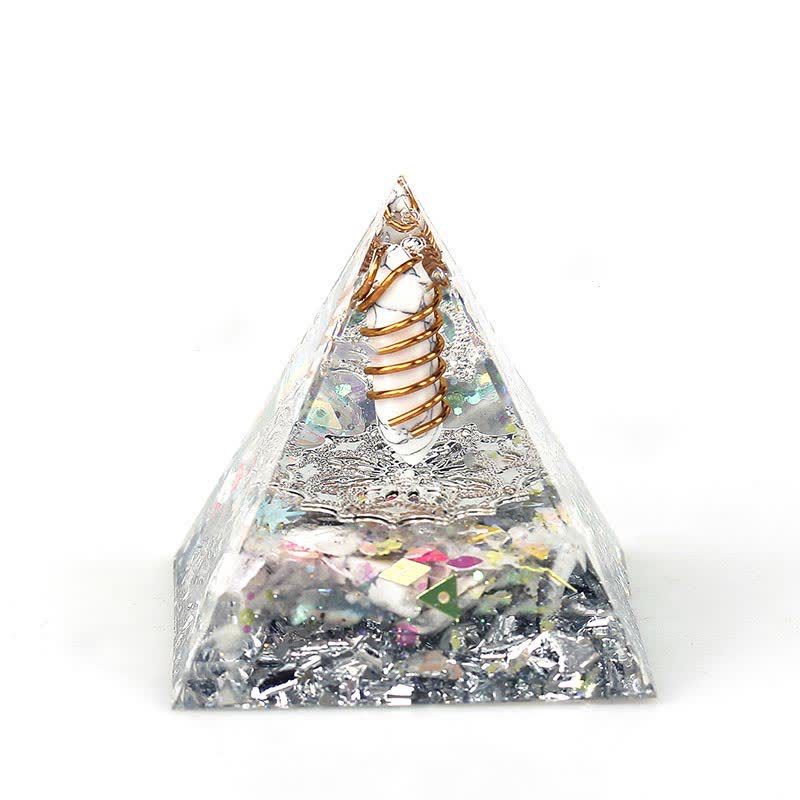 Olivenorma 6cm Natural Crystal Hexagonal Prism Orgone Pyramid