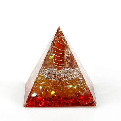 Olivenorma 6cm Natural Crystal Hexagonal Prism Orgone Pyramid