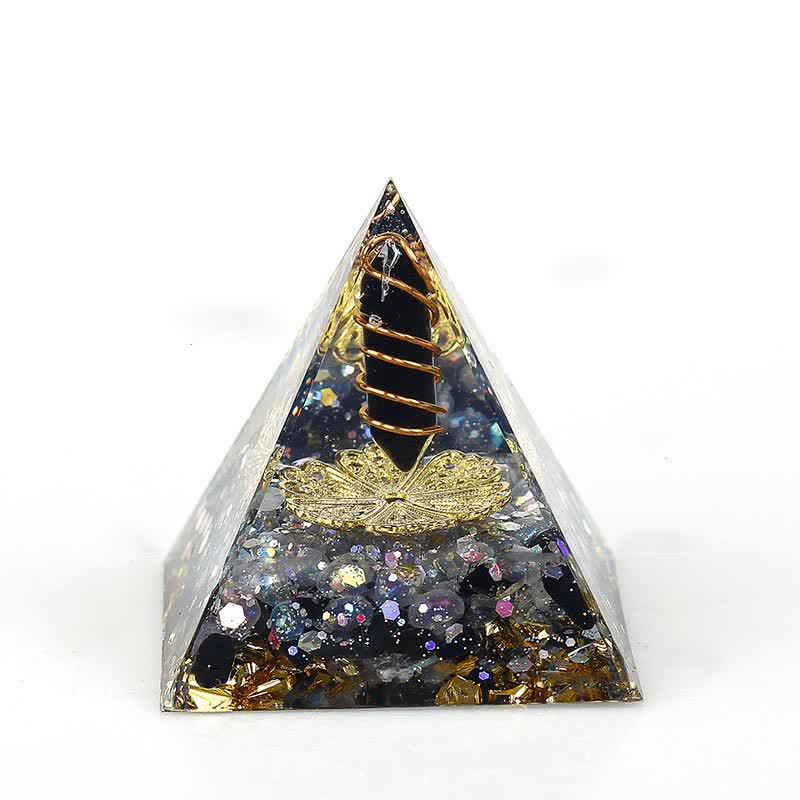 Olivenorma 6cm Natural Crystal Hexagonal Prism Orgone Pyramid