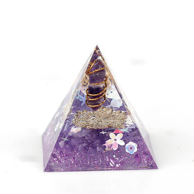 Olivenorma 6cm Natural Crystal Hexagonal Prism Orgone Pyramid