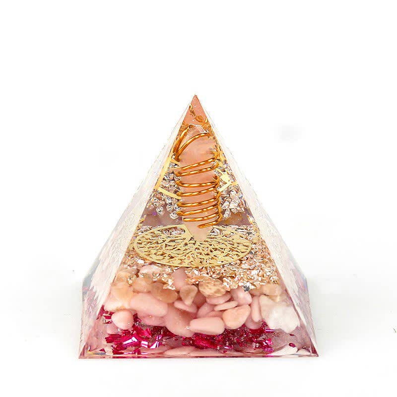 Olivenorma 6cm Natural Crystal Hexagonal Prism Orgone Pyramid