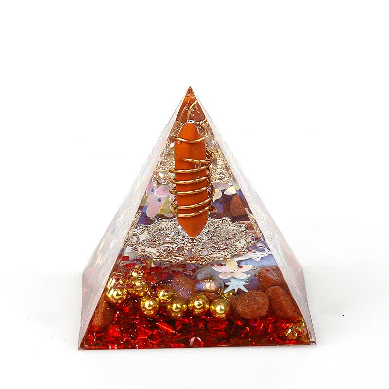 Olivenorma 6cm Natural Crystal Hexagonal Prism Orgone Pyramid