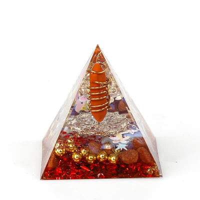 Olivenorma 6cm Natural Crystal Hexagonal Prism Orgone Pyramid