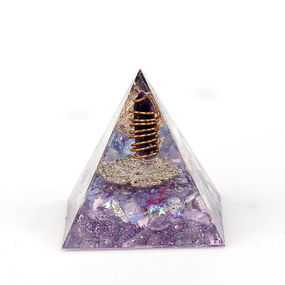 Olivenorma 6cm Natural Crystal Hexagonal Prism Orgone Pyramid