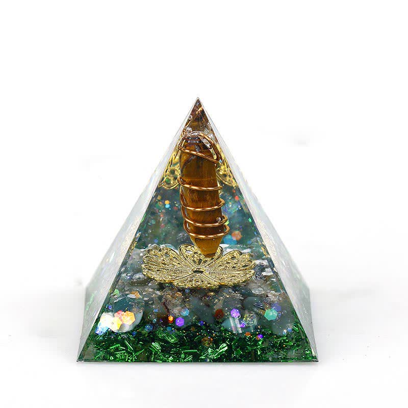 Olivenorma 6cm Natural Crystal Hexagonal Prism Orgone Pyramid