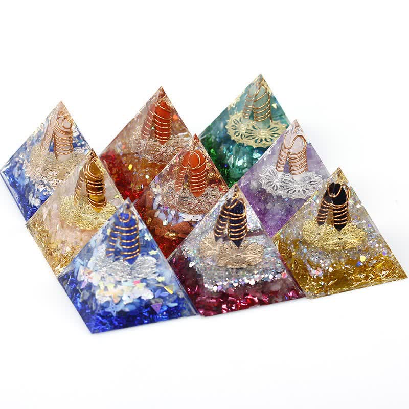 Olivenorma 6cm Natural Crystal Hexagonal Prism Orgone Pyramid