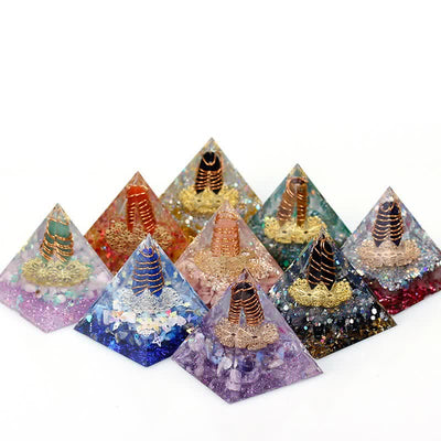 Olivenorma 6cm Natural Crystal Hexagonal Prism Orgone Pyramid