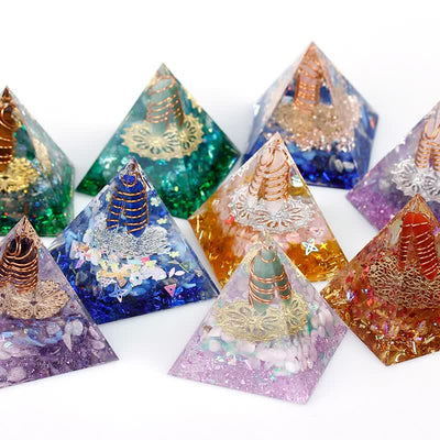 Olivenorma 6cm Natural Crystal Hexagonal Prism Orgone Pyramid