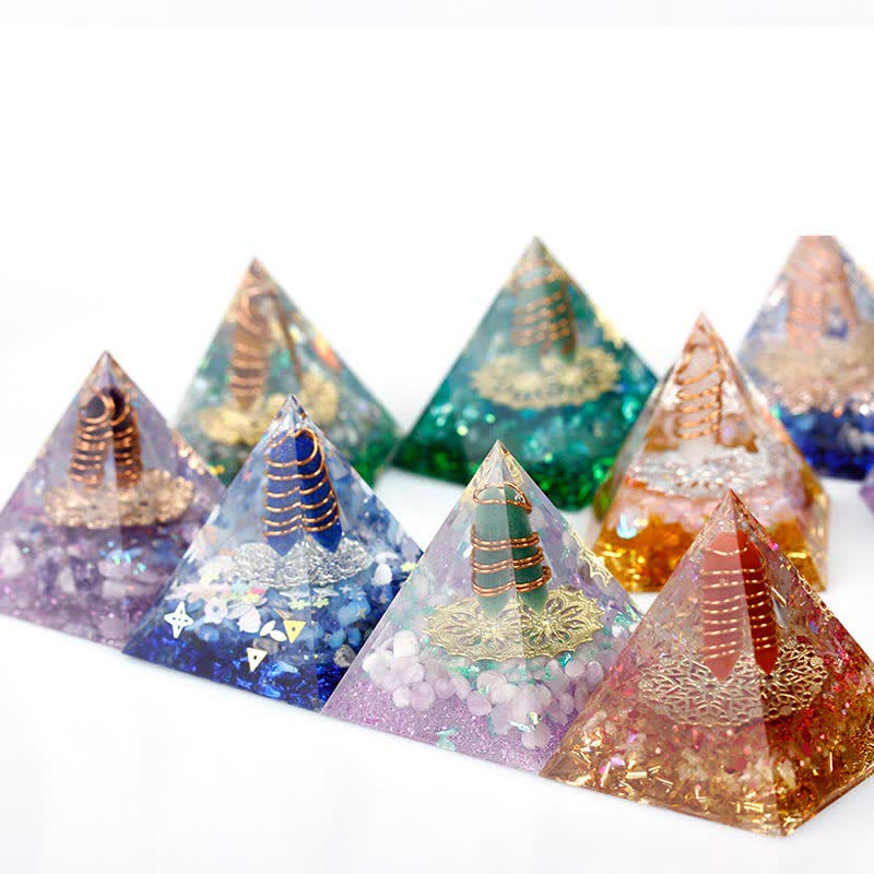 Olivenorma 6cm Natural Crystal Hexagonal Prism Orgone Pyramid