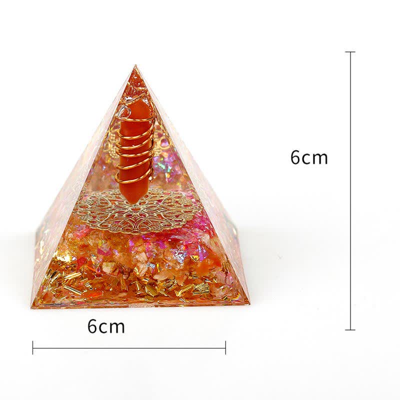 Olivenorma 6cm Natural Crystal Hexagonal Prism Orgone Pyramid