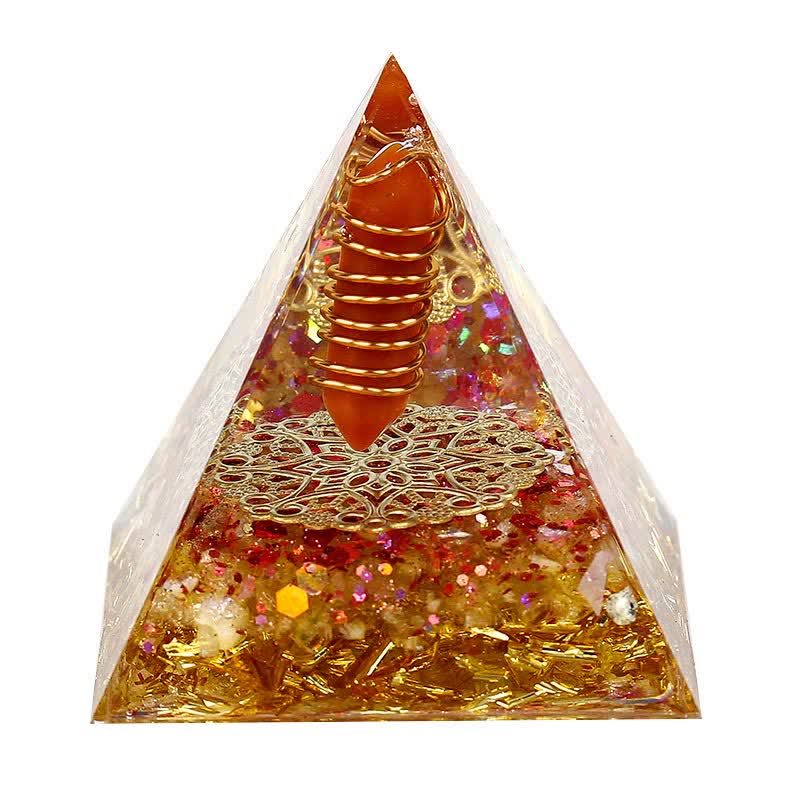 Olivenorma 6cm Natural Crystal Hexagonal Prism Orgone Pyramid