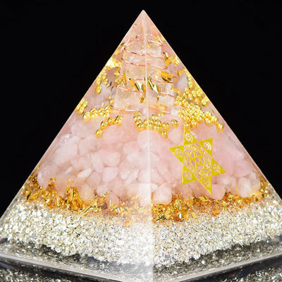 Olivenorma Clear Crystal Rose Quartz Metatron's Cube Orgone Pyramid