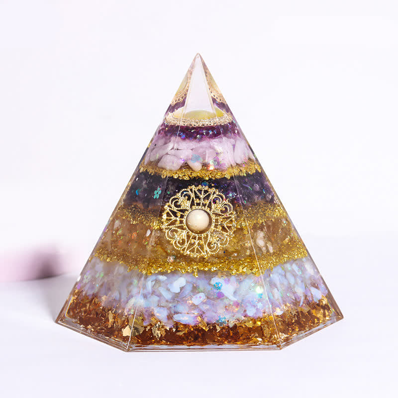 Olivenorma Good Luck Natural Stone Hexagonal Orgone Pyramid