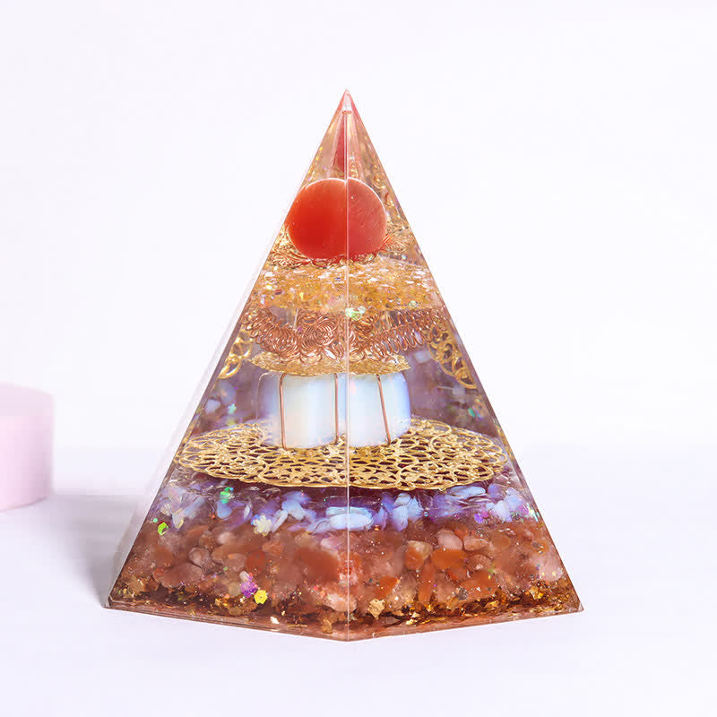 Olivenorma Good Luck Natural Stone Hexagonal Orgone Pyramid