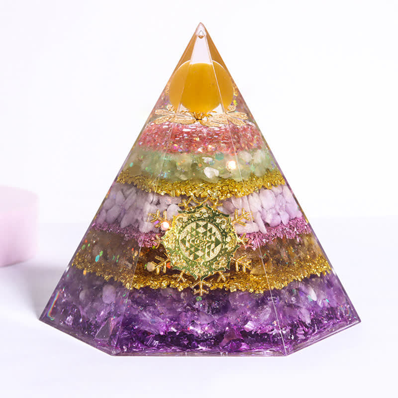 Olivenorma Good Luck Natural Stone Hexagonal Orgone Pyramid