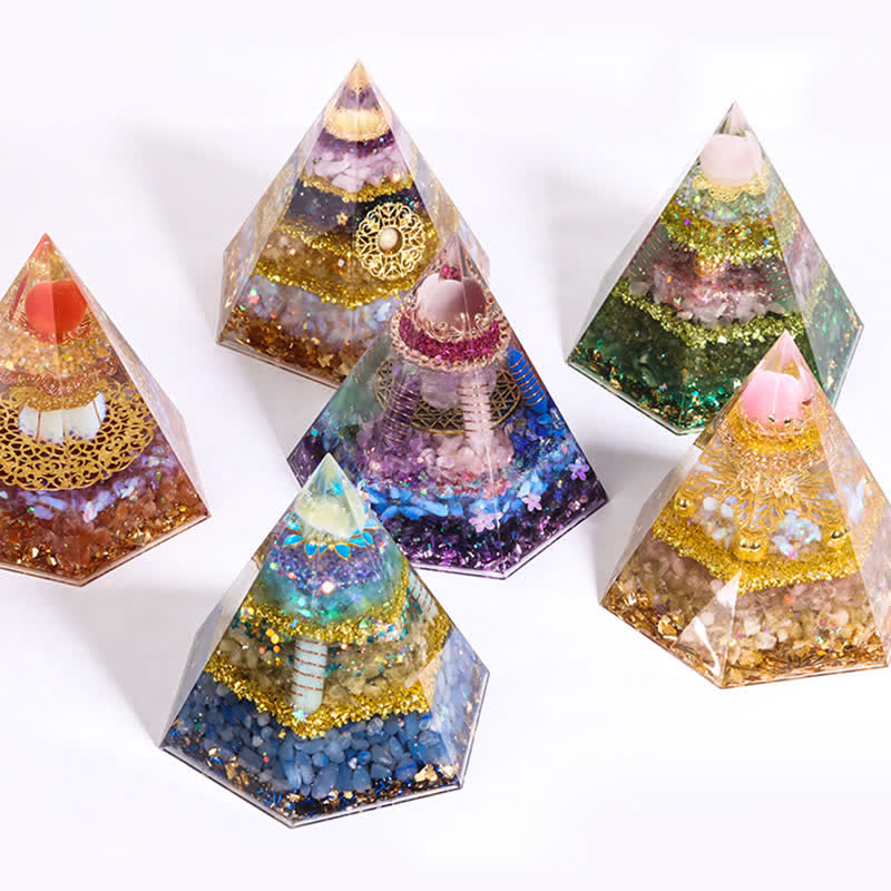 Olivenorma Good Luck Natural Stone Hexagonal Orgone Pyramid