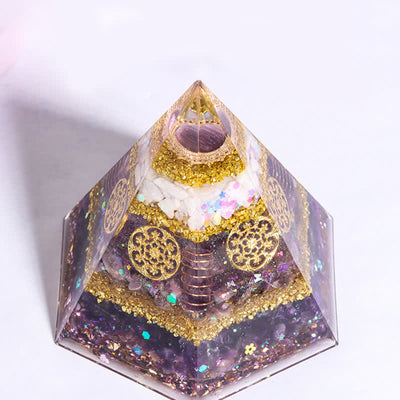 Olivenorma Good Luck Natural Stone Hexagonal Orgone Pyramid