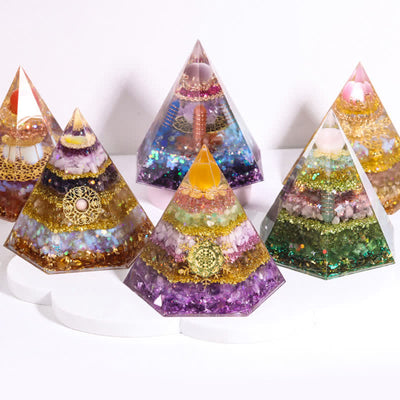 Olivenorma Good Luck Natural Stone Hexagonal Orgone Pyramid