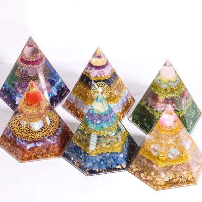 Olivenorma Good Luck Natural Stone Hexagonal Orgone Pyramid