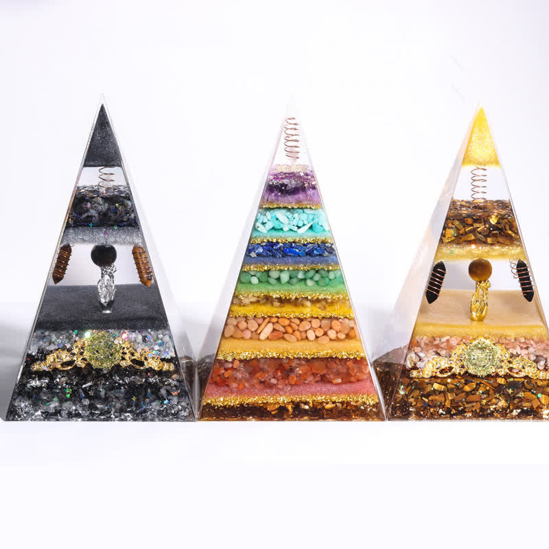 Olivenorma Energy Natural Stone Long Pointed Orgone Pyramid