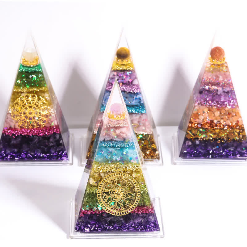 Olivenorma Energy Natural Stone Long Pointed Orgone Pyramid