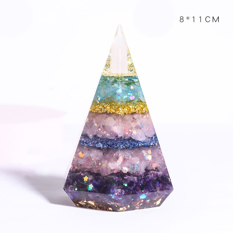 Olivenorma Natural Stone Resin Casting Polygonal Orgone Pyramid