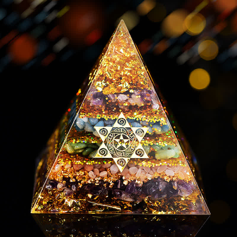 Olivenorma All-Round Protection - Four Types of Stones Orgone Pyramid