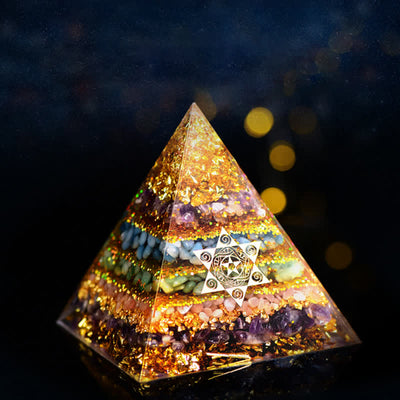 Olivenorma All-Round Protection - Four Types of Stones Orgone Pyramid
