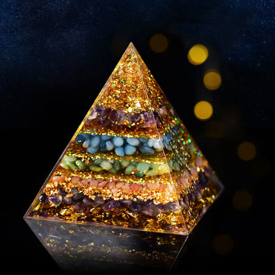 Olivenorma All-Round Protection - Four Types of Stones Orgone Pyramid