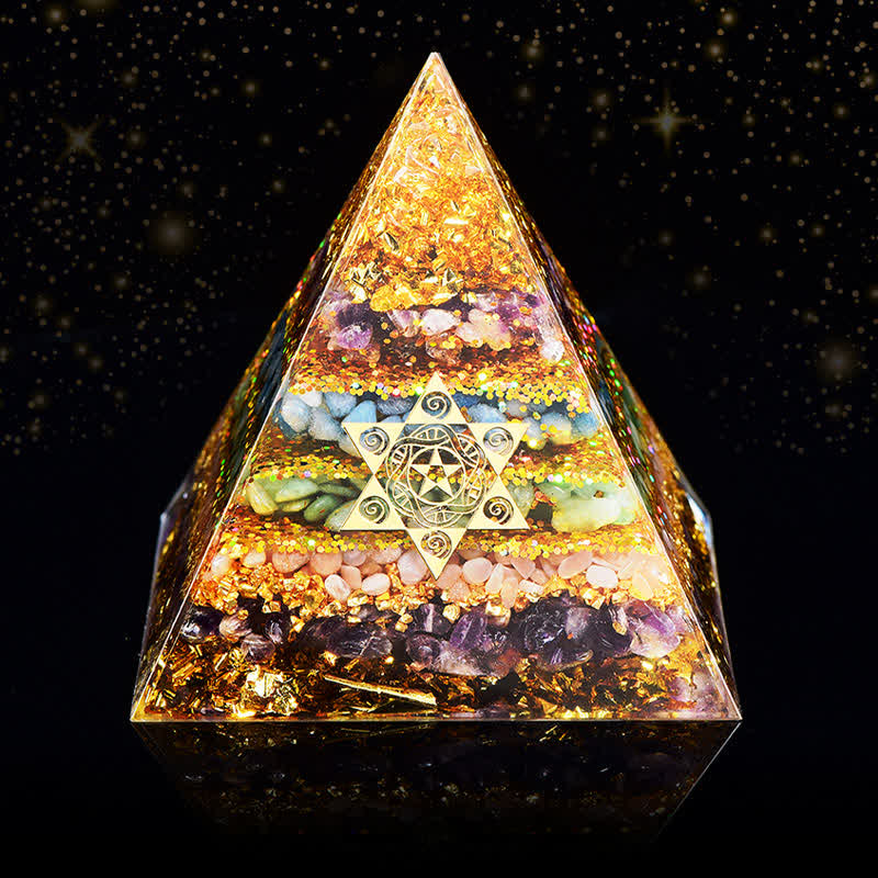 Olivenorma All-Round Protection - Four Types of Stones Orgone Pyramid