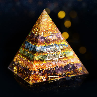 Olivenorma All-Round Protection - Four Types of Stones Orgone Pyramid