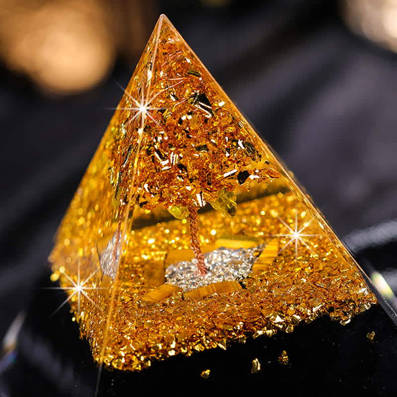 Olivenorma "House Guardian" Tiger Eye Obsidian Orgone Pyramid