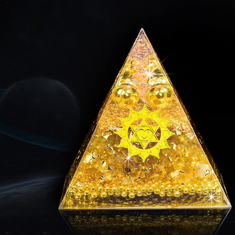 Olivenorma "Wealth Attracting" Citrine Clear Crystal Orgone Pyramid