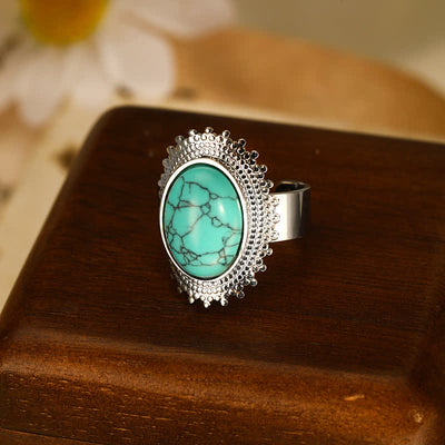 Olivenorma Large Oval Turquoise Wide Adjustable Ring