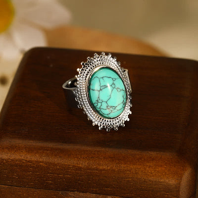 Olivenorma Large Oval Turquoise Wide Adjustable Ring