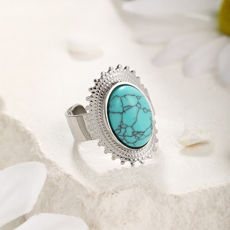 Olivenorma Large Oval Turquoise Wide Adjustable Ring