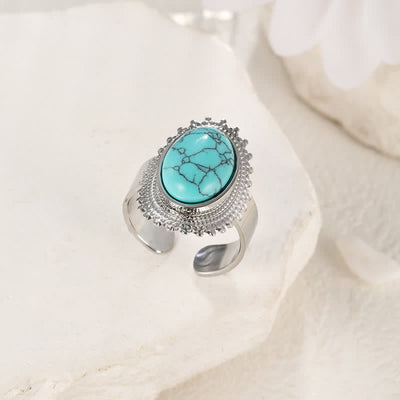 Olivenorma Large Oval Turquoise Wide Adjustable Ring