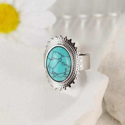 Olivenorma Large Oval Turquoise Wide Adjustable Ring