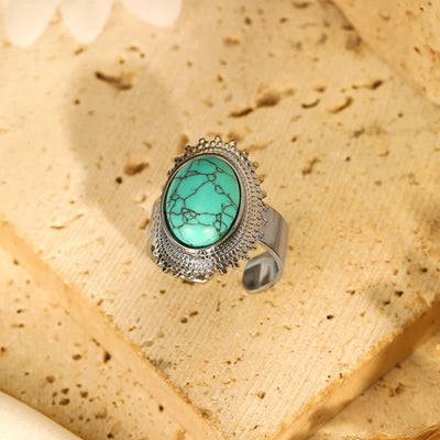 Olivenorma Large Oval Turquoise Wide Adjustable Ring